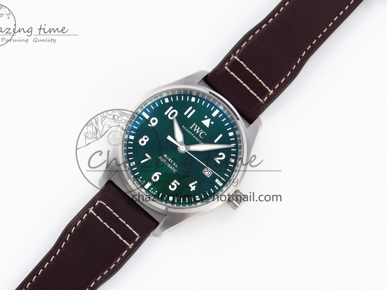 MIROTIME 0127 Pilot Mark XX IW328205 ZF 1:1 Best Edition Green Dial on Brown Leather Strap A UrbanStyle 7029